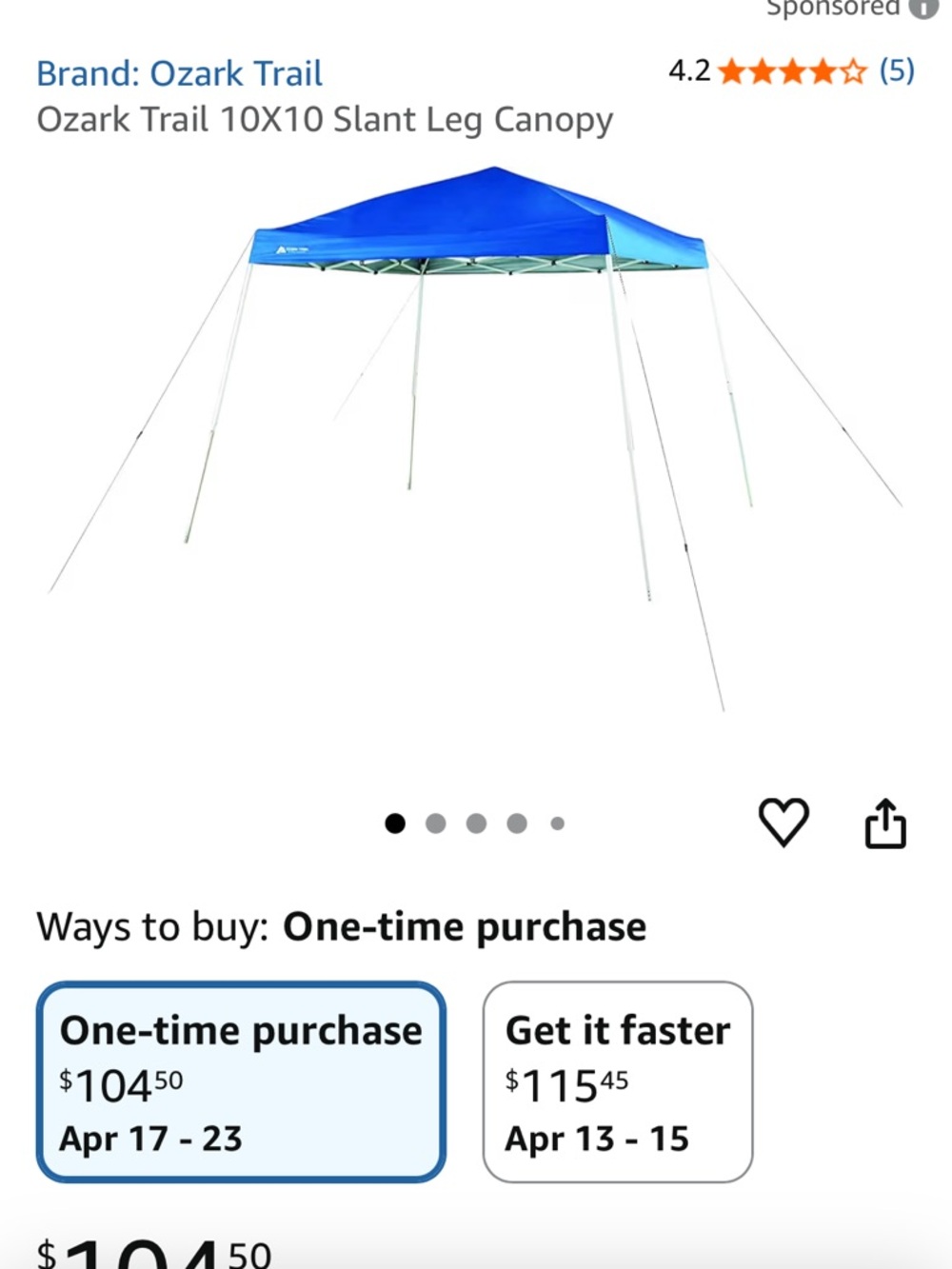 Ozark Trail Slant Leg Canopy Top